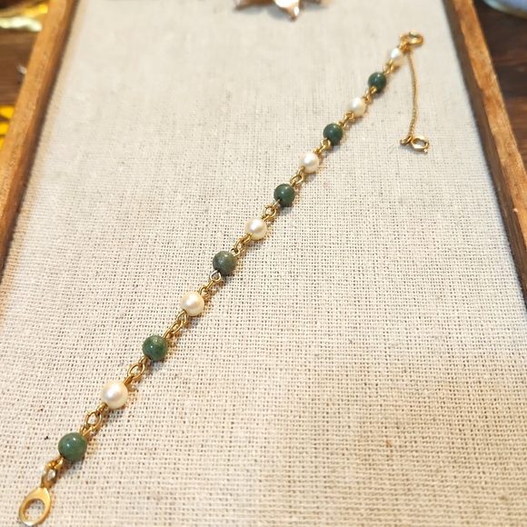 12K GF Jade and Pearl Bracelet - Picture 5 of 5